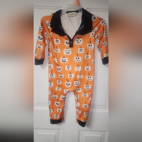 Lot of 2 Halloween 2t Romper Pajamas Ghost Pumpkins Pre-Owned Old NavMarie Nicol - Picture 2 of 7